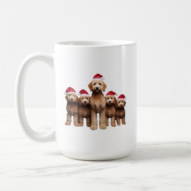 Taza De Café Navidades Goldendoodle, equipo de Xmas Labradoodle (Izquierda)