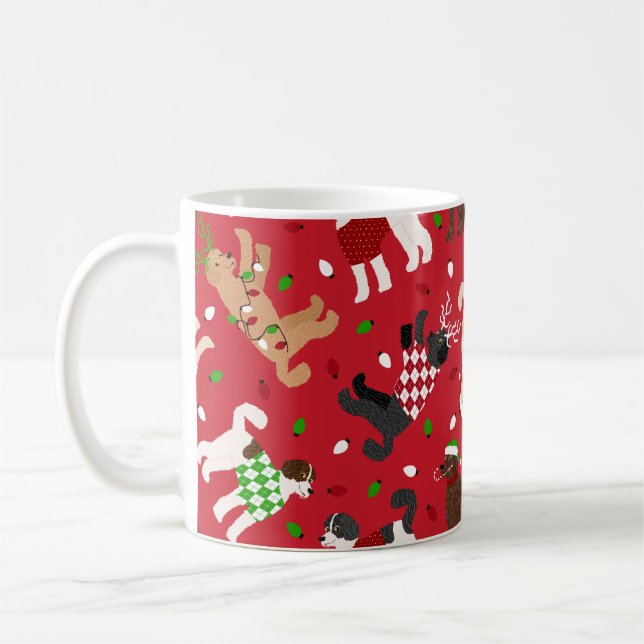 Taza De Café Navidades Goldendoodle Labradoodle (Izquierda)
