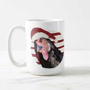 Taza De Café Navidades Graciosos Pollos Tiras Rojas Y Blancas