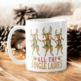 Taza De Café Navidades graciosos renos y damas gemelas