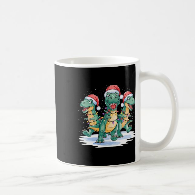 Taza De Café Navidades graciosos Santa Reindeer Cute Dinosaur S (Derecha)