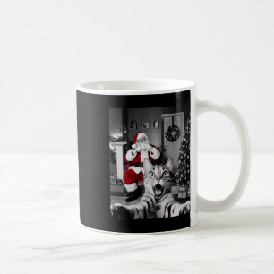 Taza De Café Navidades Graciosos Selfie De Gato Con Santa Claus