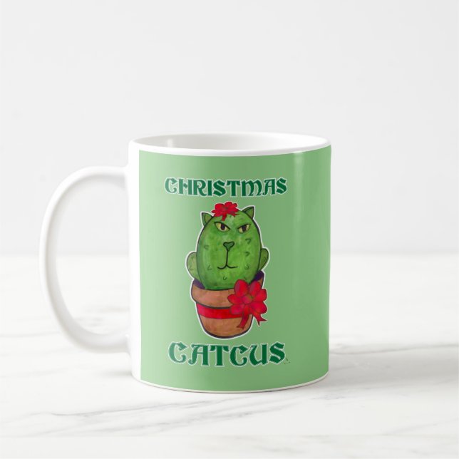Taza De Café Navidades graciosos y bonitos catcus Holiday Cacti (Izquierda)