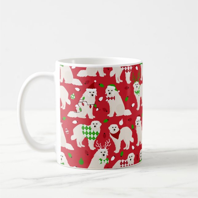 Taza De Café Navidades Grandes perros pirineos (Izquierda)