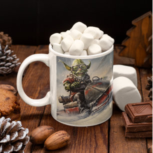 Taza De Café Navidades Green Goblin #5 montando moto de nieve