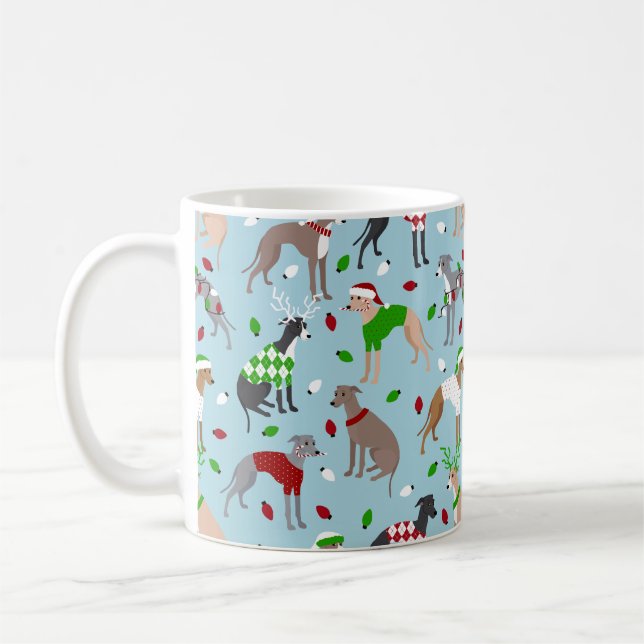 Taza De Café Navidades Greyhound Dog (Izquierda)
