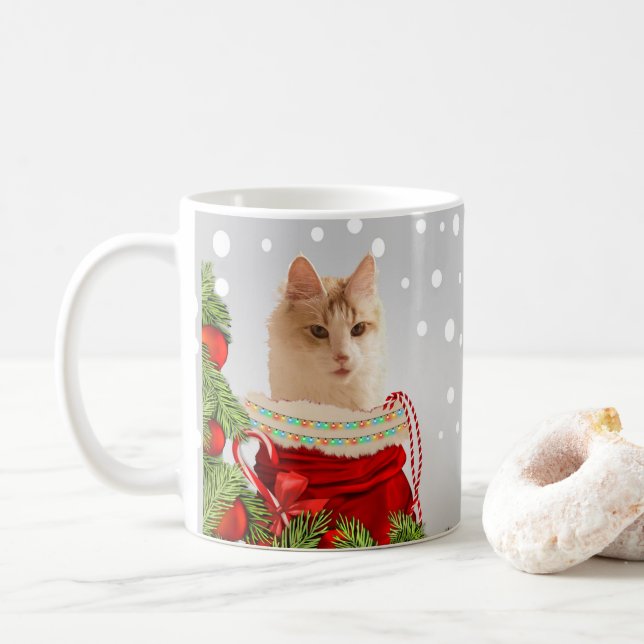 Taza De Café Navidades Gris Gato (Con donut)