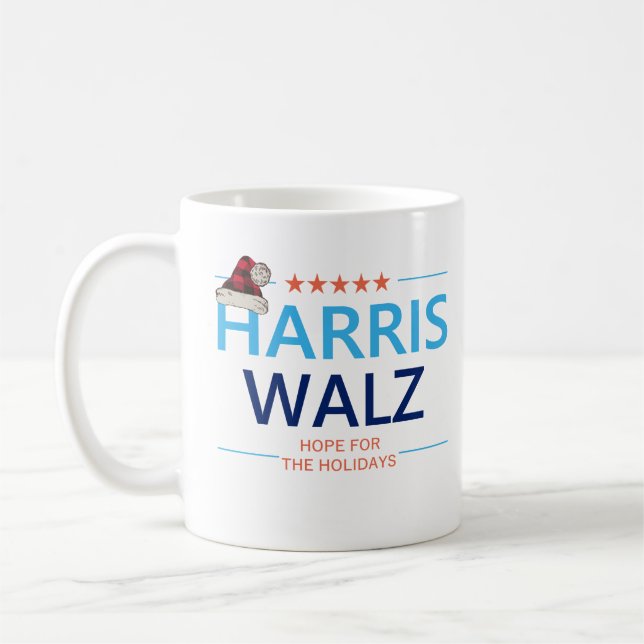 Taza De Café Navidades Harris Walz esperan vacaciones en Kamala (Izquierda)