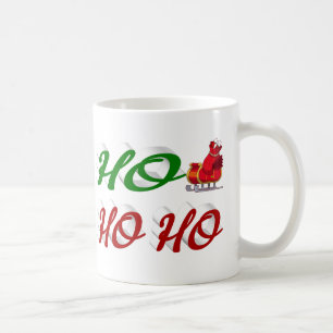 Taza De Café Navidades Ho Ho Ho Santa Sleigh mitad guión