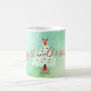Taza De Café Navidades Holiday Corona Toilet Tree Lights Green