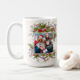 Taza De Café Navidades Holly Branch Photo Mug