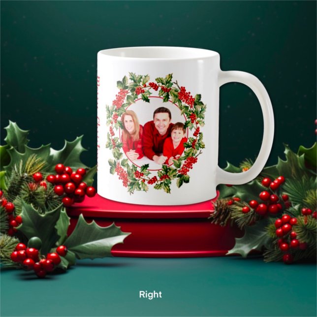 Taza De Café Navidades Holly deja foto Personalizado de Berries (Subido por el creador)