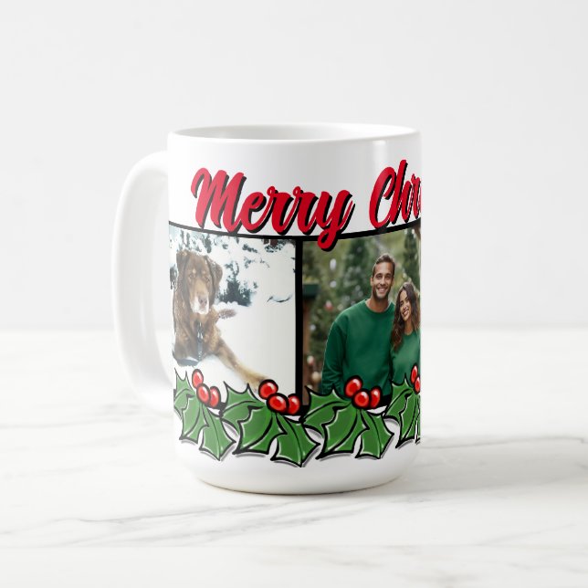 Taza De Café Navidades holly personalizar 3 foto (Anverso izquierdo)