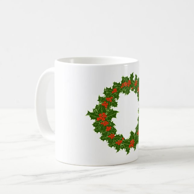 Taza De Café Navidades Holly Wreath (Anverso izquierdo)