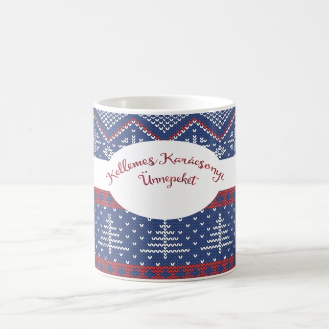 Taza De Café Navidades húngaros saludan a Sweater Knit (Centro)