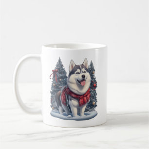 Taza De Café Navidades Husky Dog Magic Navidad Espíritu de vaca