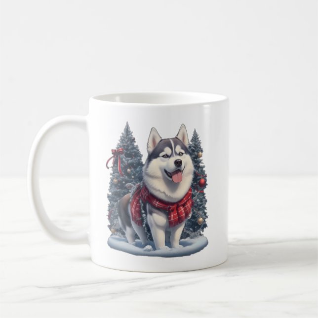 Taza De Café Navidades Husky Dog Magic Navidad Espíritu de vaca (Izquierda)