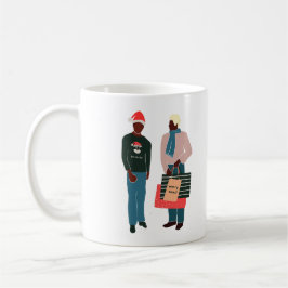 Taza De Café Navidades ilustrados de la pareja de hombres negro