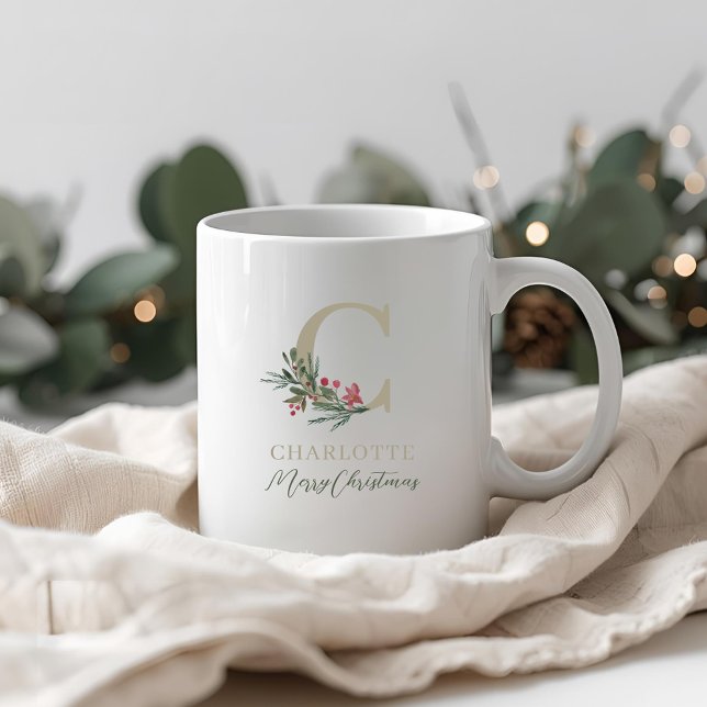 Taza De Café Navidades iniciales y de nombre de la rama de Berr (Subido por el creador)