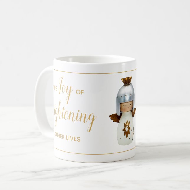 Taza De Café Navidades inspiradores citan texto con angel y oro (Anverso izquierdo)