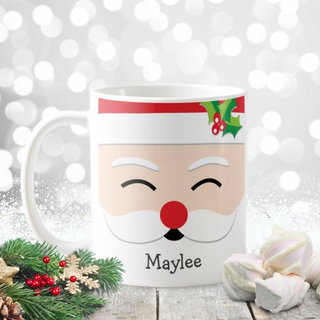 Taza De Café Navidades inteligentes Santa Claus enfrenta el fer (Subido por el creador)