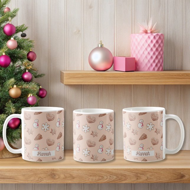 Taza De Café Navidades Intercambio de cookies (Beige Christmas Cookie Mugs)