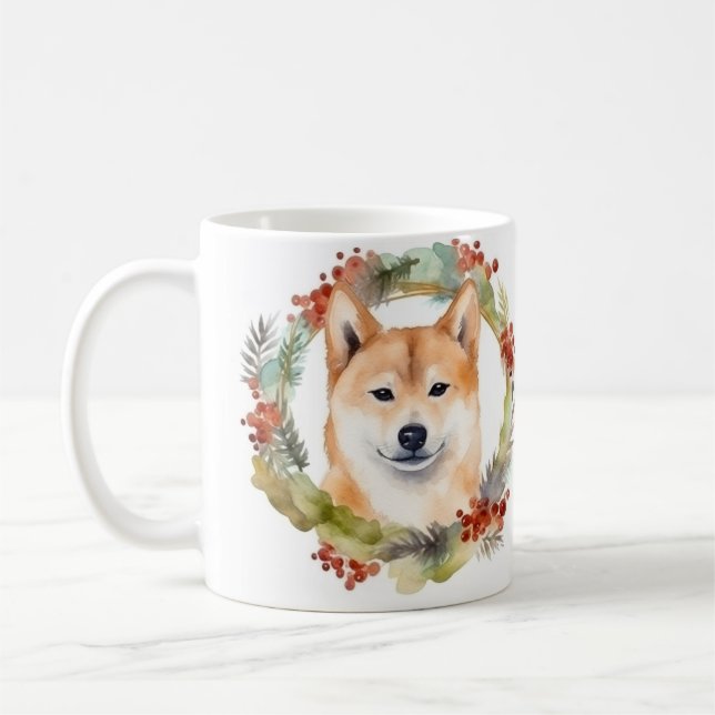 Taza De Café Navidades Inu de Shiba escribieron presentación fe (Izquierda)