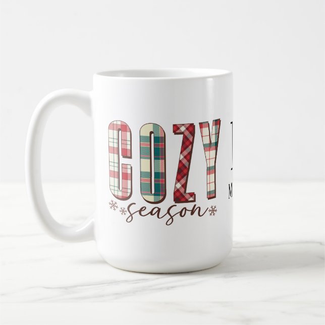 Taza De Café Navidades Invierno Cosy Season Monograma Inicial (Izquierda)