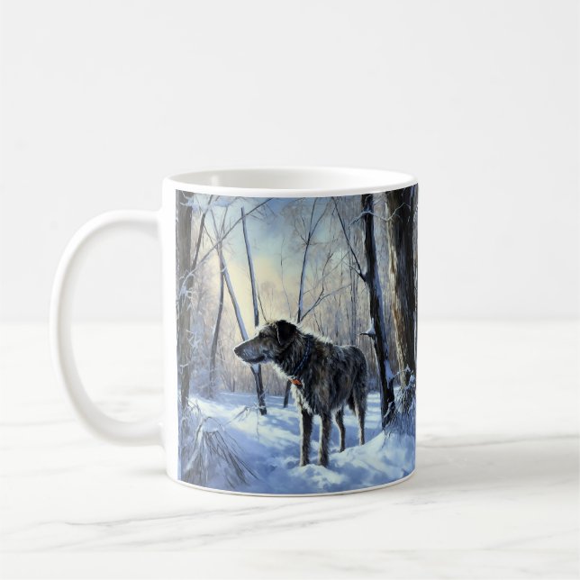 Taza De Café Navidades irlandeses de Wolfhound Dejan Que Nieva (Izquierda)