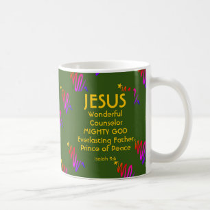 Taza De Café Navidades JESÚS Scripting Isaiah 9:6 VERDE