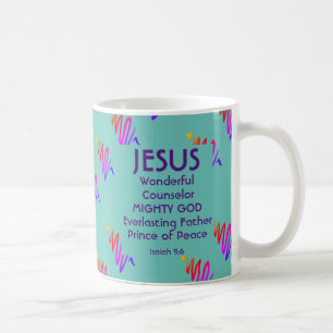 Taza De Café Navidades JESÚS Scripting Isaiah 9:6 VERDE AZULADO