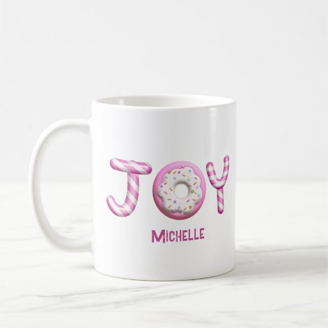 Taza De Café Navidades Joy | Cañón rosa personalizado (Izquierda)