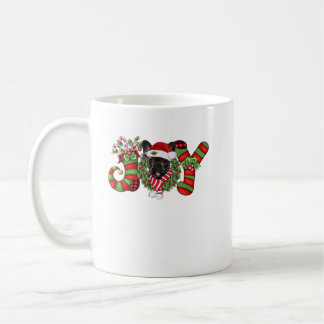 Taza De Café Navidades Joy Dwarf Fallando Bulldog francés negro