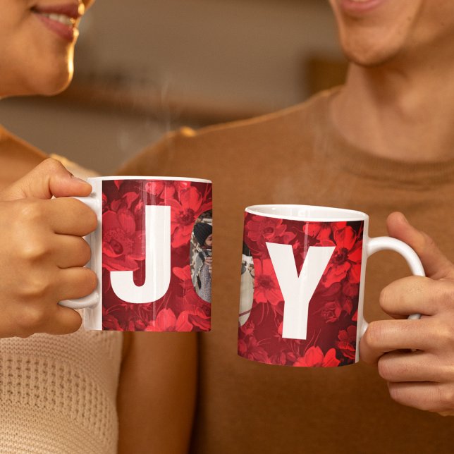 Taza De Café Navidades Joy Photo Beautiful Red Floral (Subido por el creador)