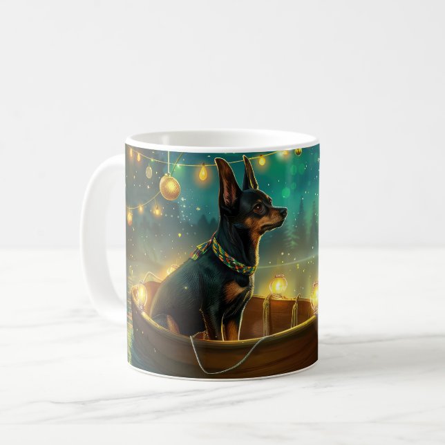 Taza De Café Navidades Kelpie australianos disfrutan del viaje  (Anverso izquierdo)