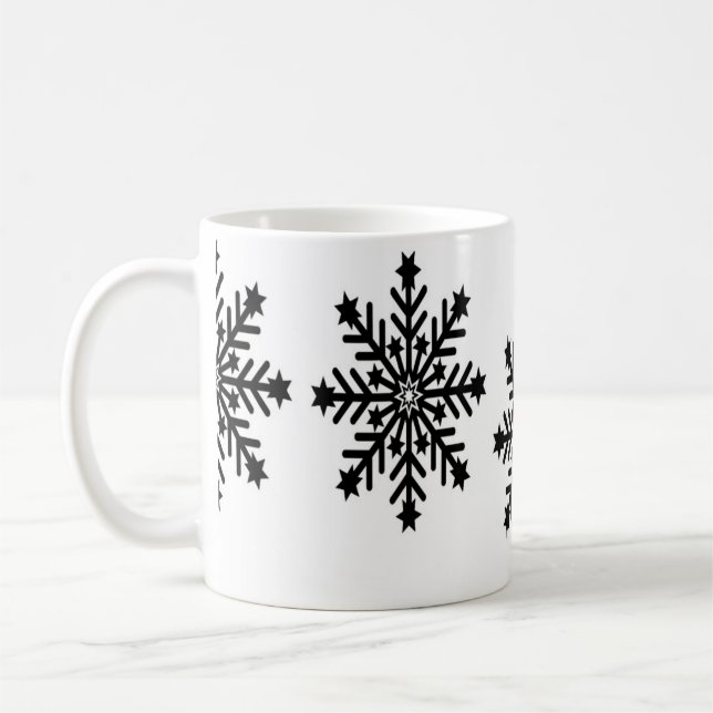 Taza De Café Navidades lanzan copos de nieve sobre blanco (Izquierda)