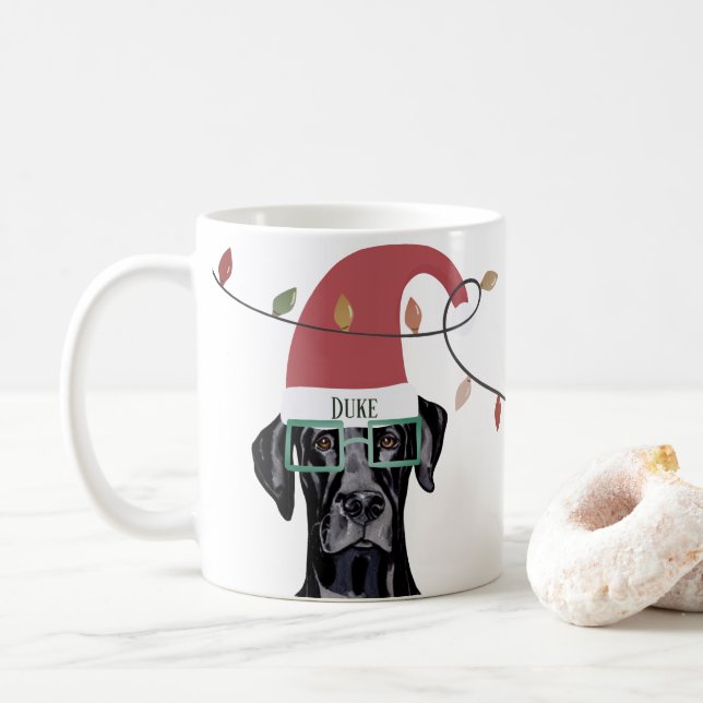 Taza De Café Navidades leales de perros iluminan a ayudante (Con donut)