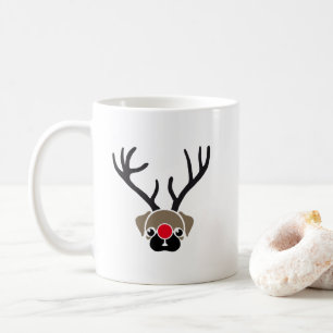 Taza De Café Navidades lindos Red Nose Rudolph Pug Coffee Mug