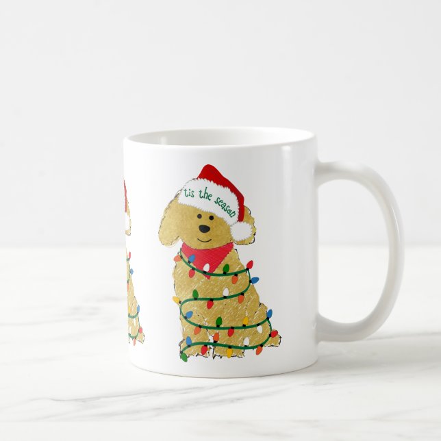 Taza De Café Navidades Luces Goldendoodle (Derecha)
