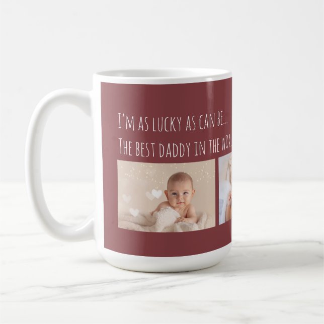 Taza De Café Navidades Lucky Me Best Daddy Fotos Personalizadas (Izquierda)