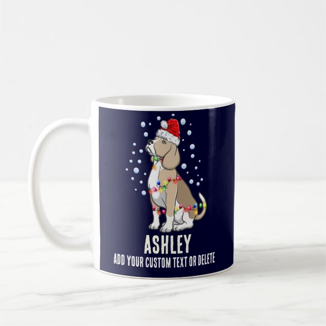 Taza De Café Navidades Luminosos Con Perro Beagle (Izquierda)