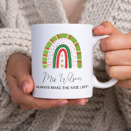 Taza De Café Navidades Maestros Lista de Arcoiris