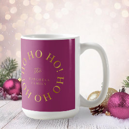 Taza De Café Navidades Magenta Gold Ho Ho ID1009