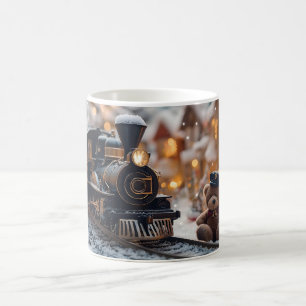 Taza De Café Navidades mágicos entrenan la escena con Oso Teddy