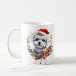 Taza De Café Navidades malteses de cachorro, Navidad Perro malt