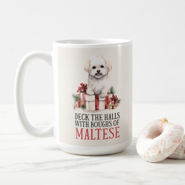 Taza De Café Navidades malteses de canguro perrito Coffee Mug (Con donut)