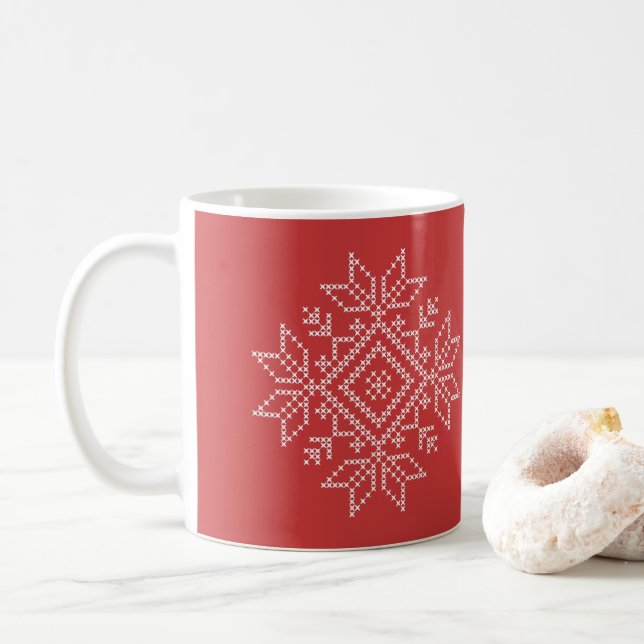 Taza De Café Navidades manualidades festivas de copos de nieve  (Con donut)