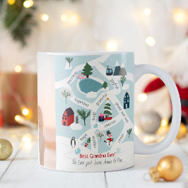 Taza De Café Navidades mapean historias contando ilustraciones