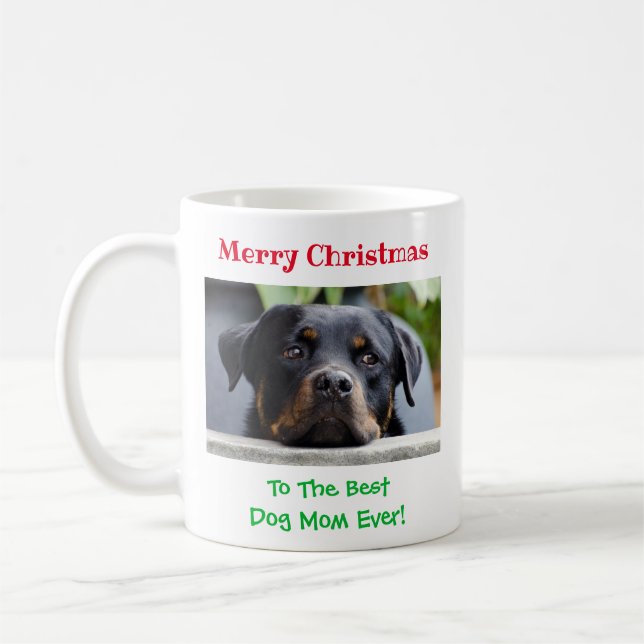 Taza De Café Navidades Mejor Madre Perro Mascota Foto (Izquierda)