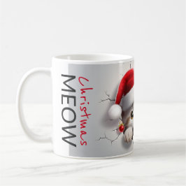 Taza De Café Navidades Meow gatitos con gorra de santa